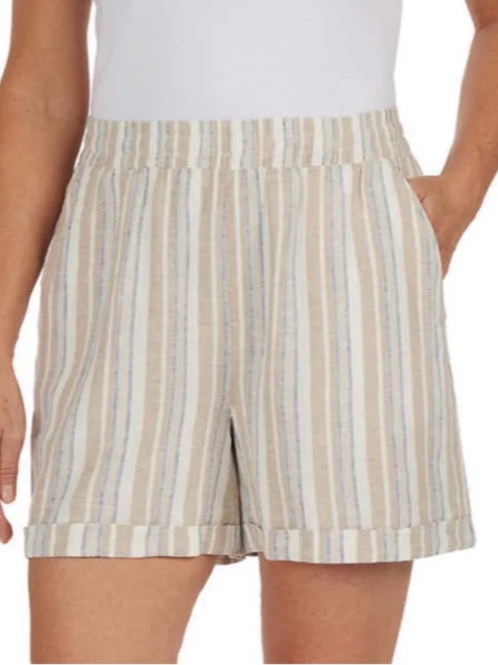 Frank By Frank And Oak Striped Linen Blend Pull On Shorts